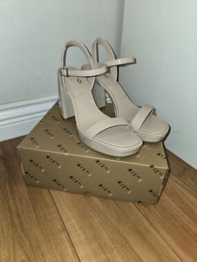 Mix No. 6 Nude Ankle-Strap Block Heel Sandals